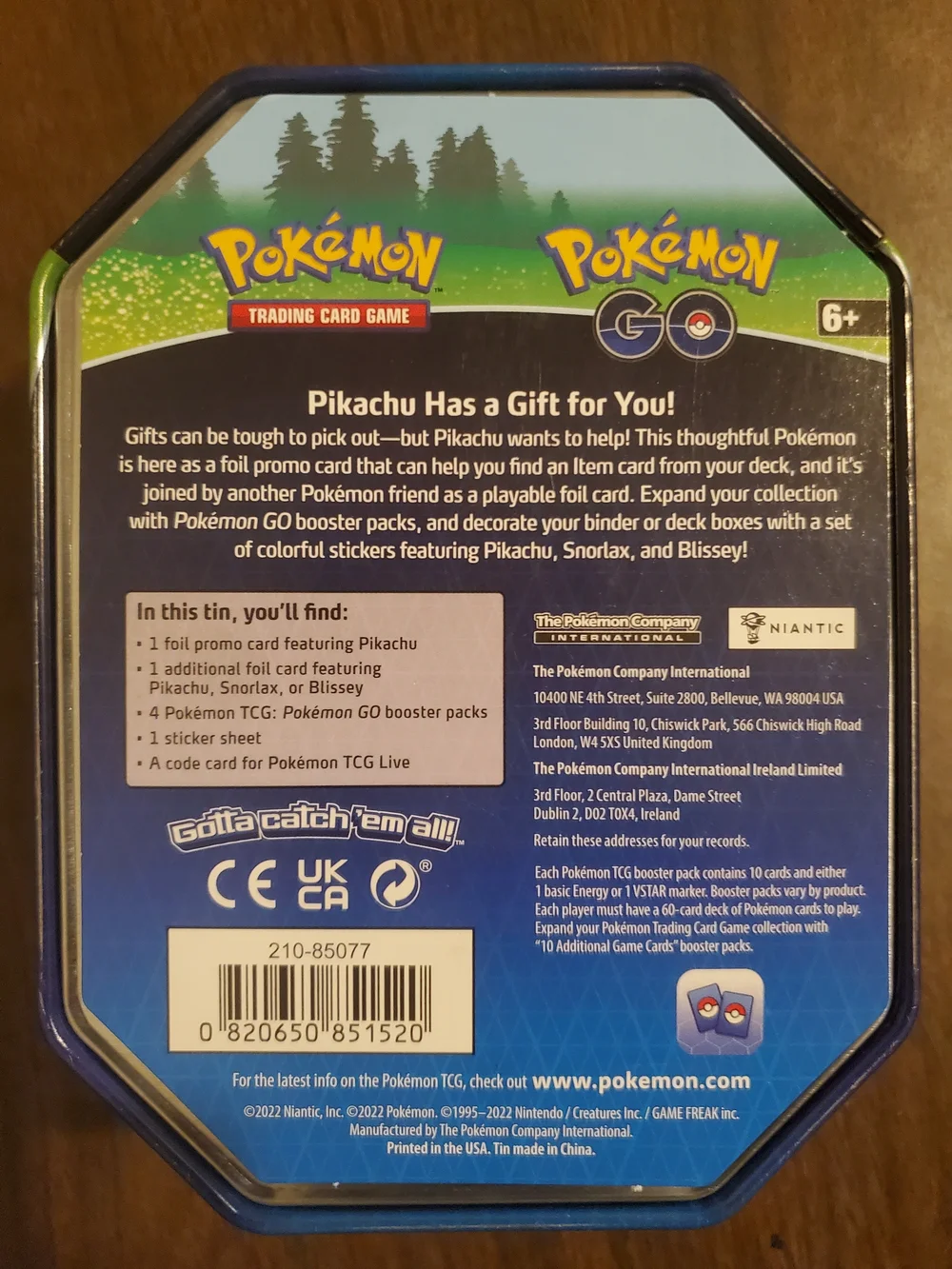 Pokemon Pikachu Tin with Blue and Yellow Artwork